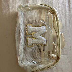 Chic Transparent Cream belt bag with Gold Accents